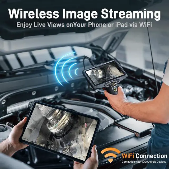 Alt view image 5 of 7 - Ultra-Thin 3.9mm Industrial Endoscope with Lights, 6" IPS Screen Hnadle Borescope Automotive Mechanic Inspection Camera with 6000mAh Battery, 5FT Flexible Waterproof Gooseneck Probe