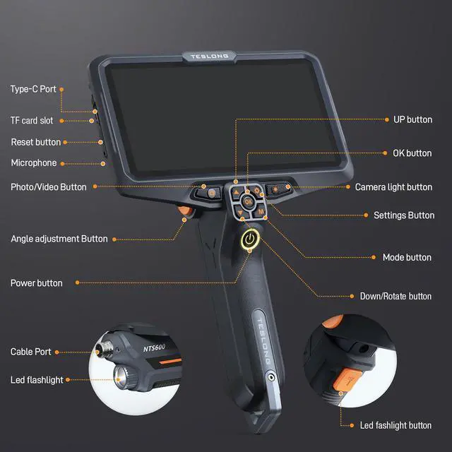 Alt view image 7 of 7 - Ultra-Thin 3.9mm Industrial Endoscope with Lights, 6" IPS Screen Hnadle Borescope Automotive Mechanic Inspection Camera with 6000mAh Battery, 5FT Flexible Waterproof Gooseneck Probe