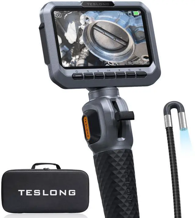 Main image of Two-Way Articulating Borescope, 5.5mm Slim Probe, 5.0'' Industrial Endoscope with Light, 5FT Flexible Snake Scope for Automotive, HVAC & Mechanics