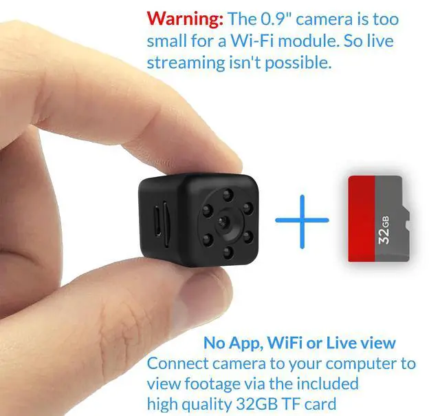 Alt view image 5 of 7 - 0.9 inch Hidden Camera, Micro Spy Camera, Small Camera, Hidden Cameras for Home. Miniature Train spy cam. Night Vision Motion Detection | Includes 32GB TF Card! | NO APP! No Wi-Fi C1PRO