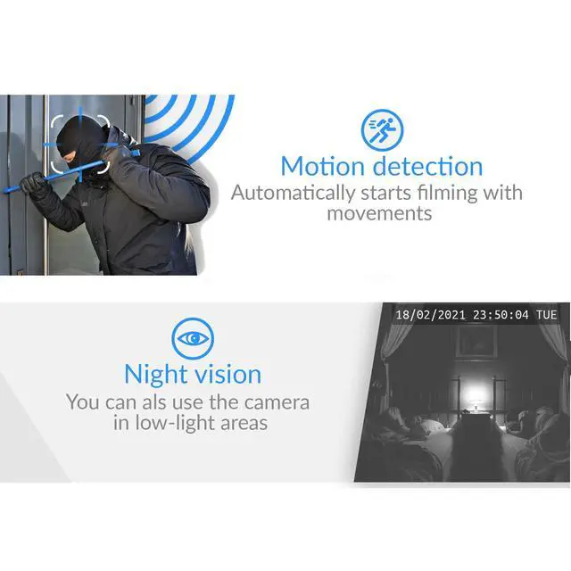 Alt view image 6 of 7 - 0.9 inch Hidden Camera, Micro Spy Camera, Small Camera, Hidden Cameras for Home. Miniature Train spy cam. Night Vision Motion Detection | Includes 32GB TF Card! | NO APP! No Wi-Fi C1PRO