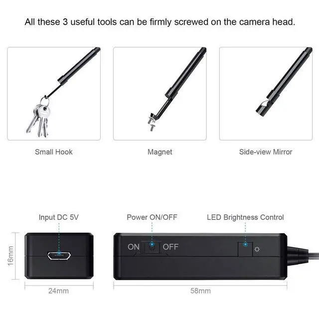 Alt view image 5 of 6 - Wireless Endoscope Camera with Light HD Waterproof WiFi Borescope Flexible 5.5MM Automotive Snake Inspection Camera Compatible Android and iOS Smartphones, iPhone, iPad, 4.92FT
