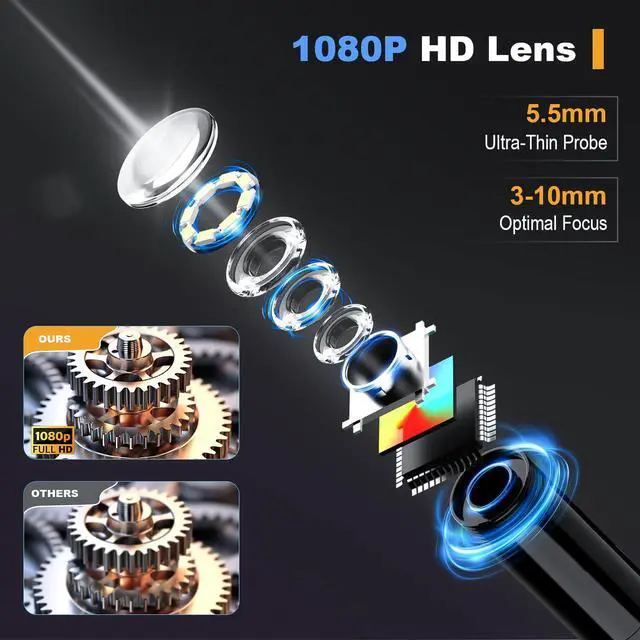 Alt view image 2 of 7 - Endoscope Camera with Light: 4.3" 1080P HD Inspection Borescope Camera for Sewer - 16.4ft Waterproof Industrial Endoscope - Flexible Snake Bore Scope for Plumbing Automotive
