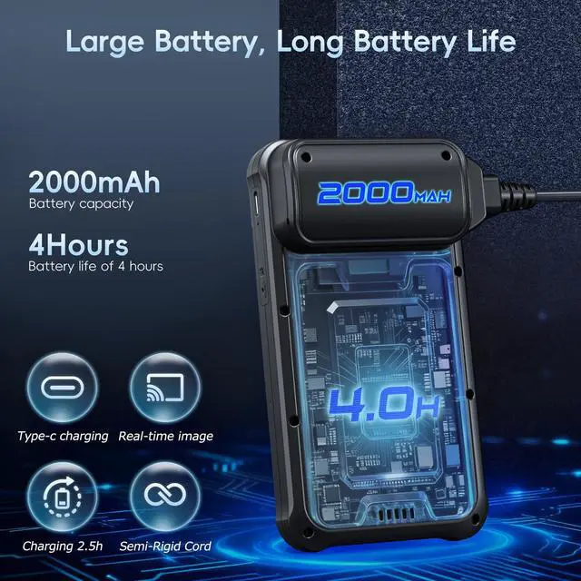 Alt view image 5 of 7 - Industrial Endoscope Borescope Camera with Light, 4.3'' HD Digital Handheld Waterproof Sewer Tools Snake Inspection Camera with 8 LED Lights 32.8FT Semi-Rigid Cable, Cool Gift Gadgets for Men