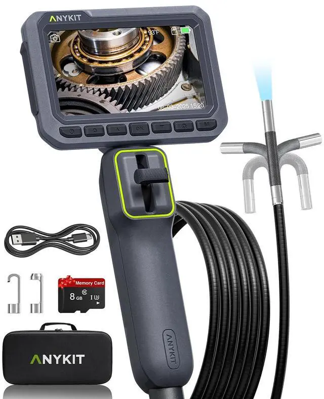 Main image of 6.6FT Articulating Borescope, 210° Two-Way 0.22in Slim Probe Endoscope with High-Brightness LED Lights, 4.3" IPS HD Video Inspection Snake Camera for Automotive Engine Inspect