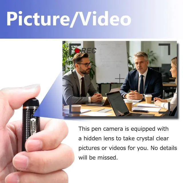 Alt view image 2 of 7 - Security Camera, Hidden Spy Camera Pen, 1080P Hidden Camera Nanny Cam, Portable Mini Camera for Baby Pet Elderly Indoor/Outdoor Surveillance No WiFi Function