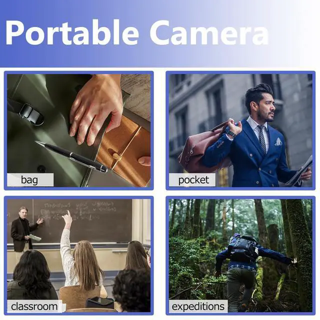 Alt view image 3 of 7 - Security Camera, Hidden Spy Camera Pen, 1080P Hidden Camera Nanny Cam, Portable Mini Camera for Baby Pet Elderly Indoor/Outdoor Surveillance No WiFi Function