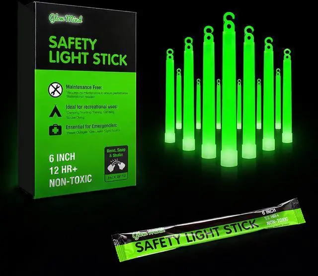 Main image of 12 Ultra Bright Emergency Glow Sticks - Individually Wrapped Long Lasting Industrial Grade Glowsticks for Survival Gear, Camping Lights, Power Outages and Military Use (Green)
