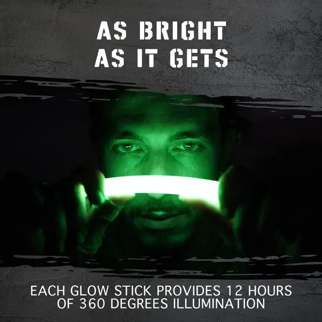 Alt view image 3 of 7 - 12 Ultra Bright Emergency Glow Sticks - Individually Wrapped Long Lasting Industrial Grade Glowsticks for Survival Gear, Camping Lights, Power Outages and Military Use (Green)