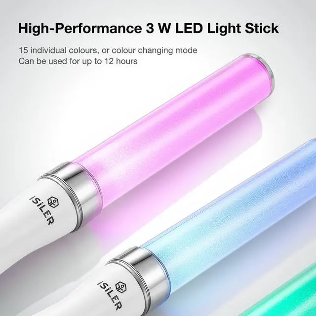 Alt view image 4 of 7 - Multicolor LED Glow Sticks, Party Flashing Light, 15 Color Changing 2 Lighting Modes Flashing Light Stick for Party Supplies, Festivals, Raves, Birthdays, Parking Guides, Dog Walkers Safety