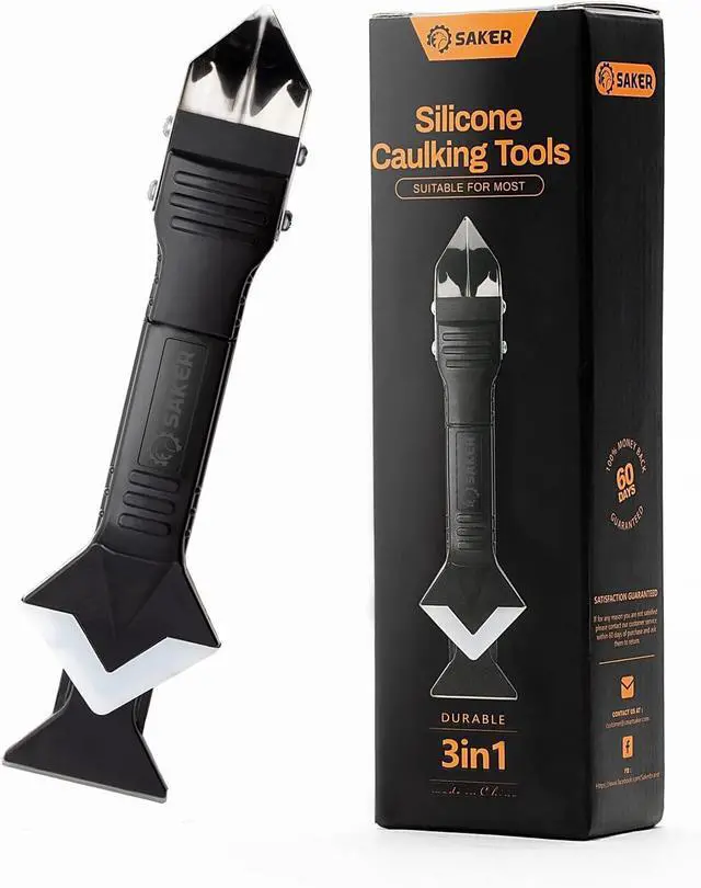 Main image of Silicone Caulking Tool 3-in-1 Grout Removal Tool and Sealant Finishing Scraper with Stainless Steelhead, Caulk Remover and Seam Repair Kit for Bathroom, Kitchen, Floor, Window and Sink Joints