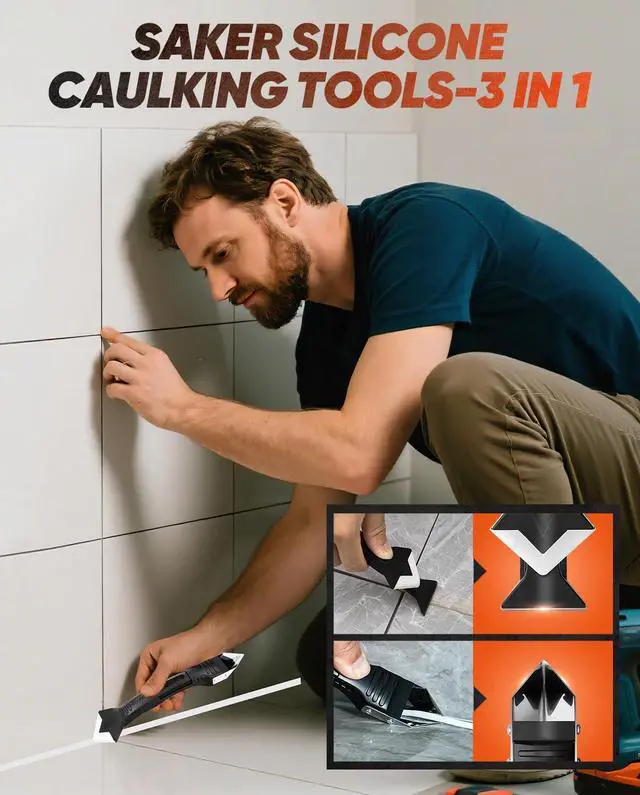 Alt view image 7 of 7 - Silicone Caulking Tool 3-in-1 Grout Removal Tool and Sealant Finishing Scraper with Stainless Steelhead, Caulk Remover and Seam Repair Kit for Bathroom, Kitchen, Floor, Window and Sink Joints