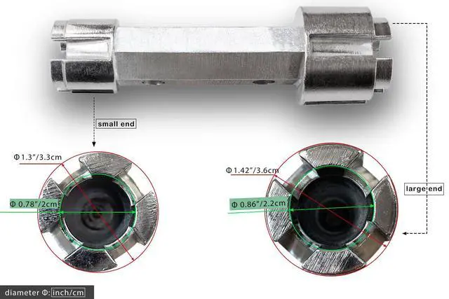 Alt view image 2 of 7 - Tub Drain Remover Wrench Removal Tool Dual Ended Dumbell for Bath Drains Heavy Duty Aluminum