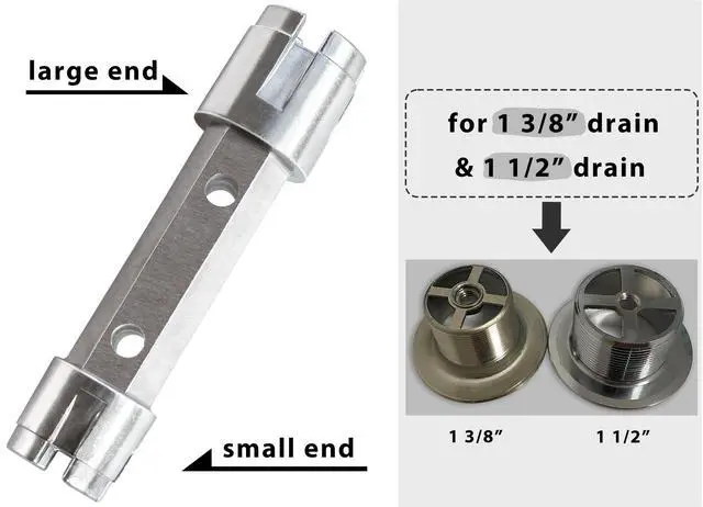 Alt view image 3 of 7 - Tub Drain Remover Wrench Removal Tool Dual Ended Dumbell for Bath Drains Heavy Duty Aluminum