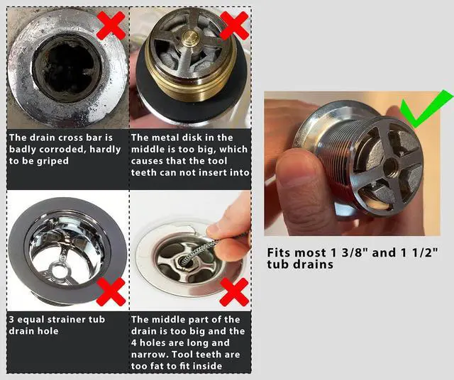 Alt view image 4 of 7 - Tub Drain Remover Wrench Removal Tool Dual Ended Dumbell for Bath Drains Heavy Duty Aluminum
