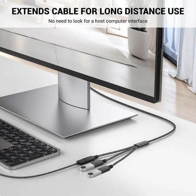 Alt view image 4 of 6 - USB Splitter, 3.3FT USB A Male to 3 Female Extension Cable, Black