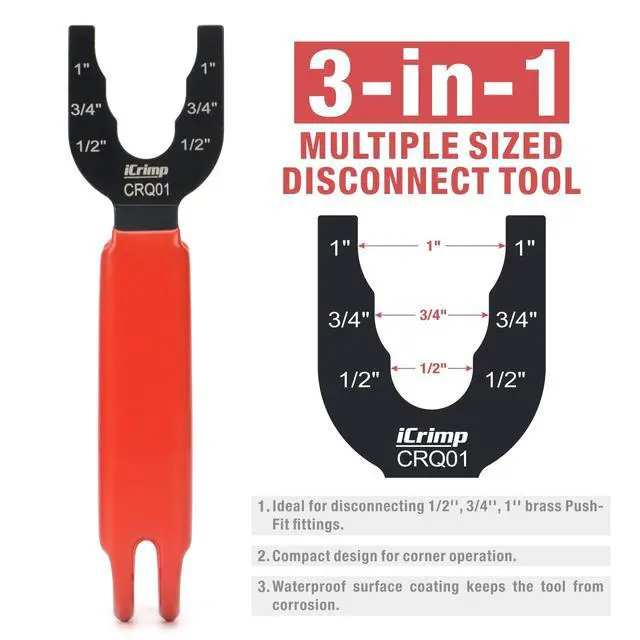 Alt view image 2 of 7 - Disconnect Tong Sized 1/2 inch, 3/4 inch, 1 inch, Removal Tool for Demount Brass Push Fit, Push-to-Connect Fittings
