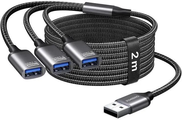Main image of USB Splitter 1 in 3 Out, USB Splitter Cable USBA Extension Cable 6.6FT Long Cord for Charging and Data, 3 Port Hub for Autodarts Camera Laptop PC Computer TV Mac PS5 PS4 Xbox Keyboard Mouse