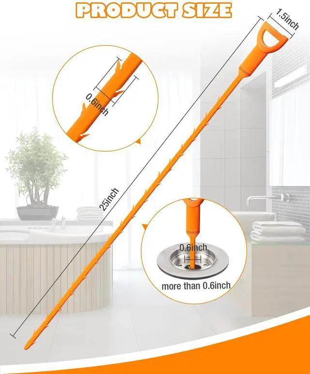 Alt view image 3 of 7 - 25 Inch Sink Snake Drain Clog Remover Tool,6 Pack Drain Cleaner Hair Clog Remover Tool, Drain Hair Remover Plumbers Snake, Drain Cleaner Sticks, Easy and Quick Unclog Sink Drain, Kitchen, Shower, tub.