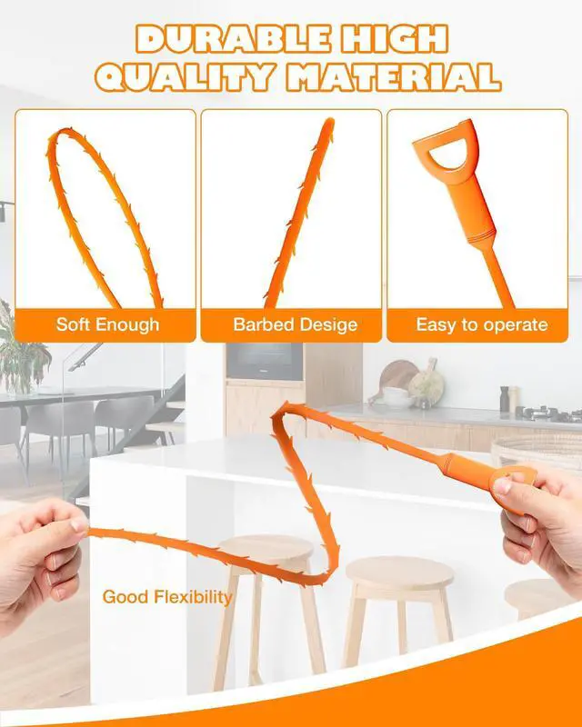 Alt view image 2 of 7 - 25 Inch Sink Snake Drain Clog Remover Tool,6 Pack Drain Cleaner Hair Clog Remover Tool, Drain Hair Remover Plumbers Snake, Drain Cleaner Sticks, Easy and Quick Unclog Sink Drain, Kitchen, Shower, tub.