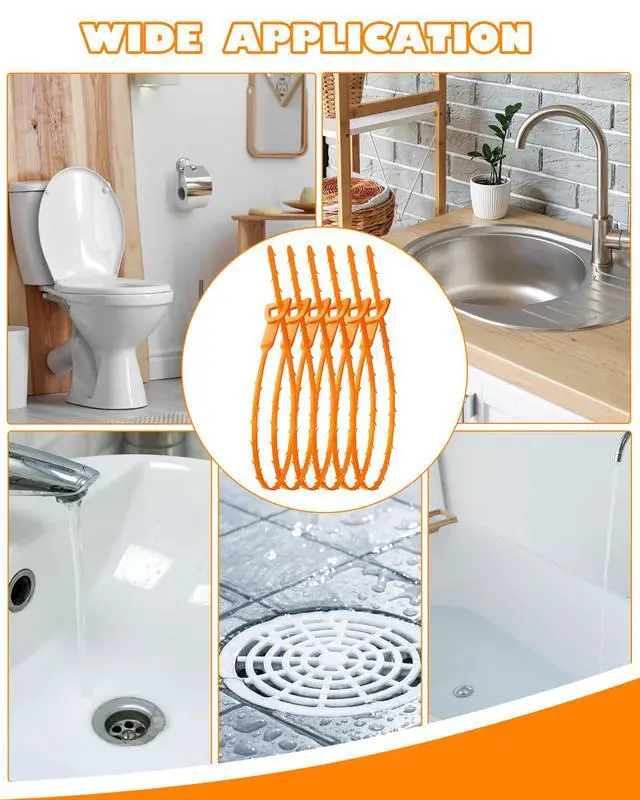 Alt view image 7 of 7 - 25 Inch Sink Snake Drain Clog Remover Tool,6 Pack Drain Cleaner Hair Clog Remover Tool, Drain Hair Remover Plumbers Snake, Drain Cleaner Sticks, Easy and Quick Unclog Sink Drain, Kitchen, Shower, tub.