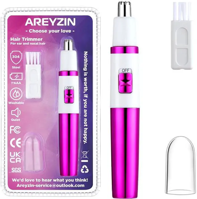 Main image of Nose Hiar Trimmer for Women,Ladies Painless Nose Trimmer Women,Eyebrow Facial Ear Hair Trimmer Hair Clippers Professional, Waterproof, Dual-Edge Blade, Purple