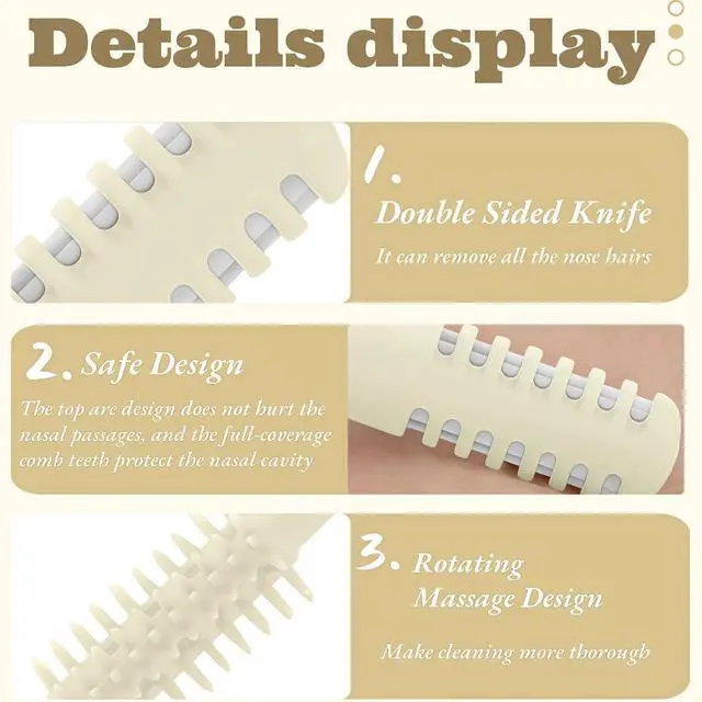 Alt view image 2 of 7 - Nose Hair Trimmer 2-in-1,2026 New Double Sided Nose Trimmer.Portable 360° Rotating Manual Nasal Hair Cutter for Men and Women, Manual Hair Remover for Home Travel Essentials(Beige)