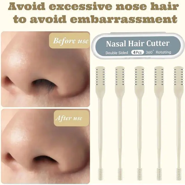 Alt view image 6 of 7 - Nose Hair Trimmer 2-in-1,2026 New Double Sided Nose Trimmer.Portable 360° Rotating Manual Nasal Hair Cutter for Men and Women, Manual Hair Remover for Home Travel Essentials(Beige)