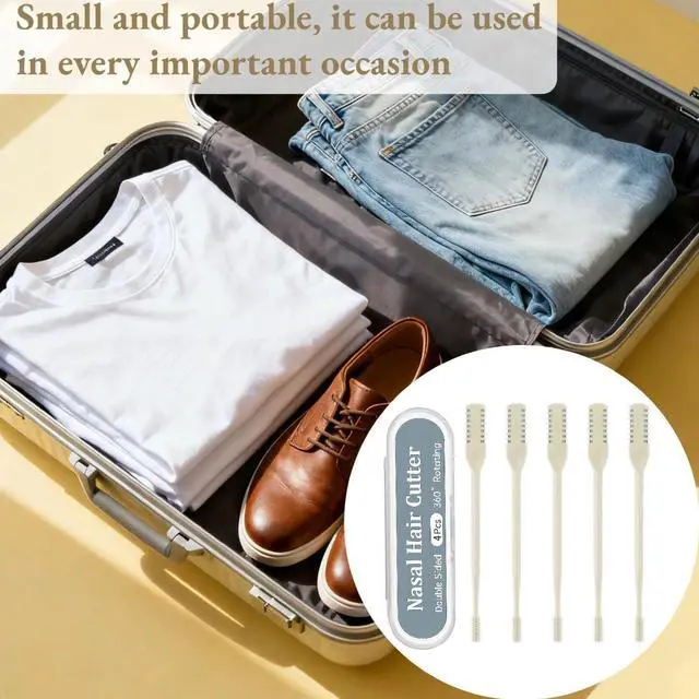 Alt view image 7 of 7 - Nose Hair Trimmer 2-in-1,2026 New Double Sided Nose Trimmer.Portable 360° Rotating Manual Nasal Hair Cutter for Men and Women, Manual Hair Remover for Home Travel Essentials(Beige)
