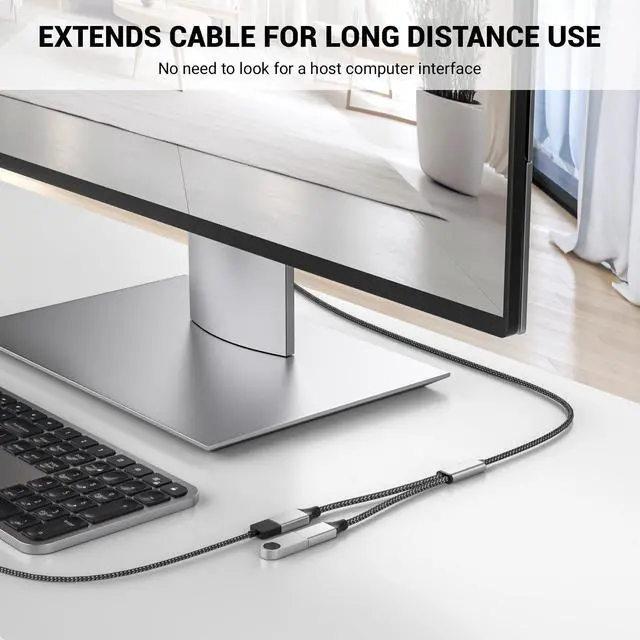 Alt view image 6 of 6 - 3.3FT USB A Male to 2 Female Y Cable, USB Y Splitter, Silver