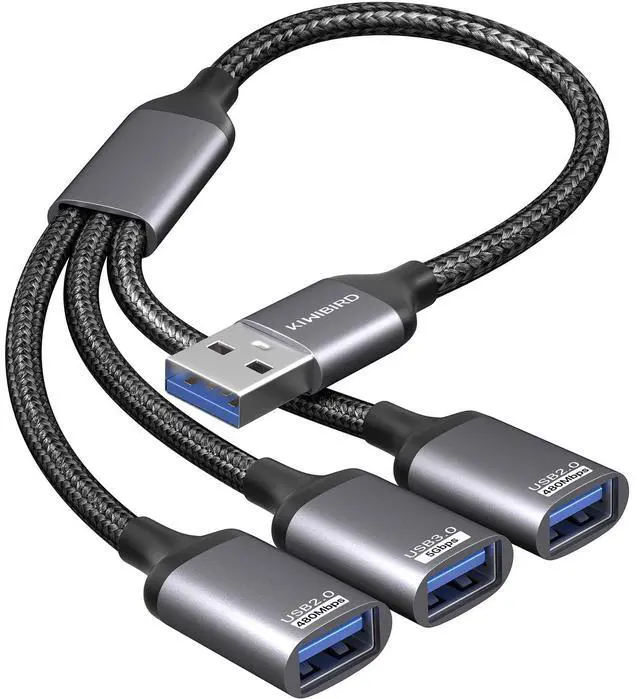 Main image of USB Splitter Cable, USB Splitter 1 in 3 Out, USB3.0 Power Splitter Male to Female 3 Way for Data Transfer Charging Compatible with Laptop PC Mac PS4 PS5 TV Keyboard Mouse Printer Flash Drive