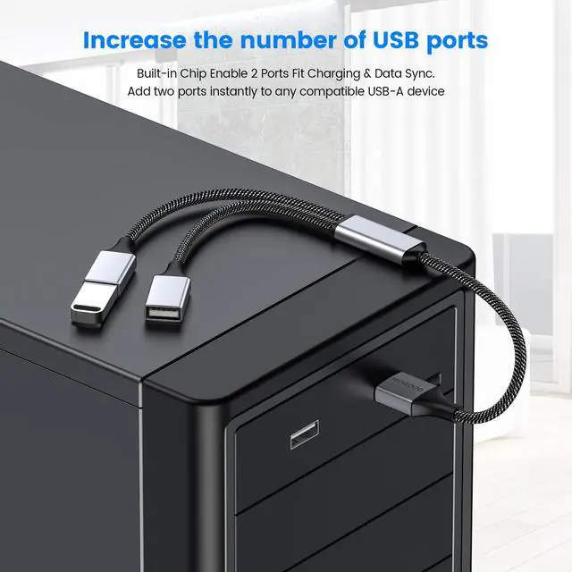 Alt view image 3 of 6 - USB Splitter 1 in 2 Out,USB A Splitter Dual USB Printer Splitter