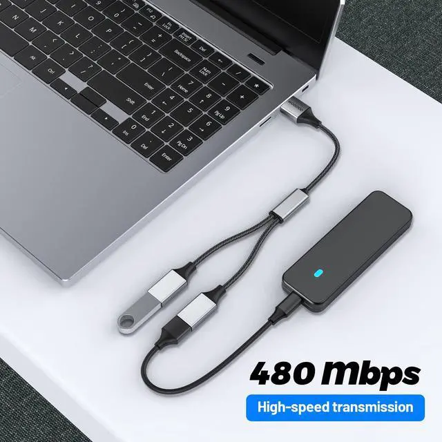 Alt view image 5 of 6 - USB Splitter 1 in 2 Out,USB A Splitter Dual USB Printer Splitter