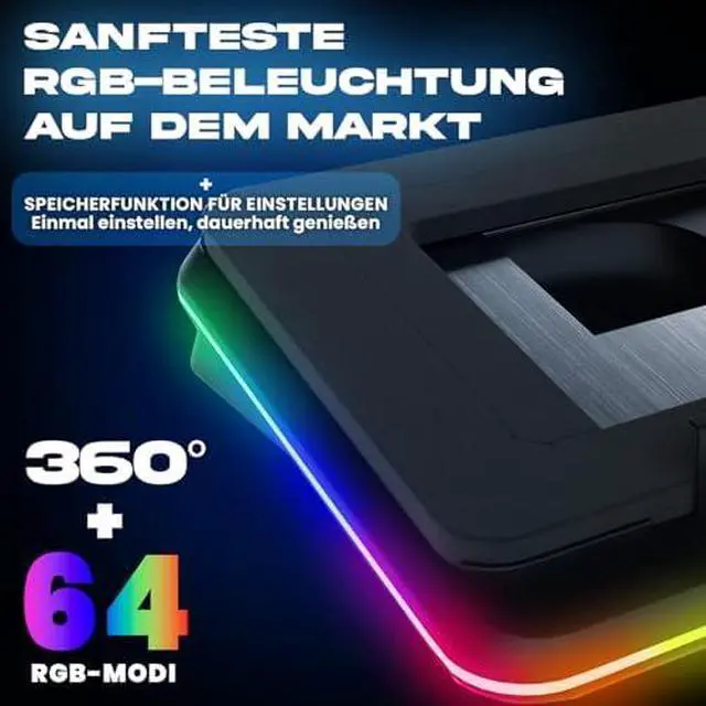 Alt view image 5 of 7 - Gaming Laptop Cooling Pad - 4 Powerful Turbo Fans - 4 x 4000 RPM, Laptop Cooler 2 Power Modes USB-C/DC, Dynamic RGB, 4-Ports USB, Sealed Foam for Fast Cooling for Laptops up to 17in