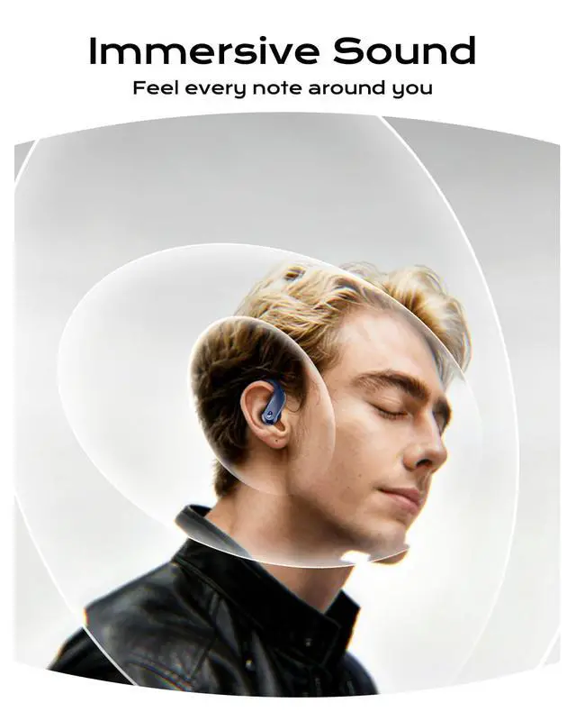 Alt view image 5 of 6 - Wireless Earbuds Bluetooth 5.3 Sport Headphones with Earhooks,IPX7 Waterproof Earphones,48H Playtime Earbuds,Lightweight 7.8g,Noise Cancelling Mic Bluetooth Headphones for Running & Workout-Navy
