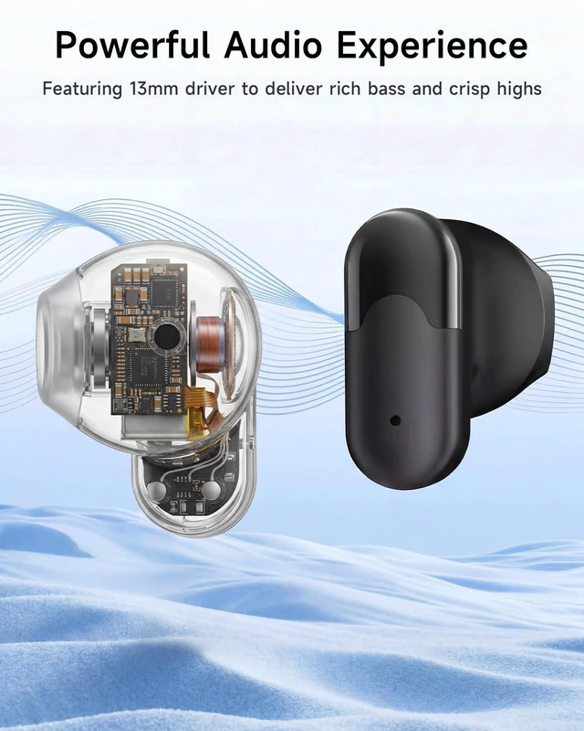 Alt view image 4 of 7 - Wireless Earbuds, 0.12oz Ultra-Light Ear BudsBluetooth 6.0 Headphones | 13mm Driver for Powerful Bass, 35H Playtime, Clear Calls Mic, Water & Dust Resistance, Office, Commute & Daily Use, Black