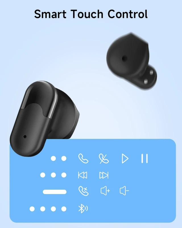 Alt view image 7 of 7 - Wireless Earbuds, 0.12oz Ultra-Light Ear BudsBluetooth 6.0 Headphones | 13mm Driver for Powerful Bass, 35H Playtime, Clear Calls Mic, Water & Dust Resistance, Office, Commute & Daily Use, Black