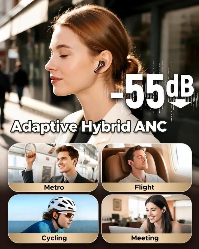 Alt view image 5 of 7 - Air5 Pro Wireless Earbuds, LDAC & aptX Lossless, Adaptive ANC | Snapdragon Sound Certified, Hi-Res Audio, 10mm Bio-Diaphragm Driver, Bluetooth 5.4 LE Audio, AI Wind Noise Reduction, 55dB