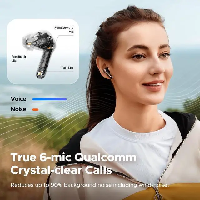 Alt view image 4 of 7 - Air5 Pro Wireless Earbuds, LDAC & aptX Lossless, Adaptive ANC | Snapdragon Sound Certified, Hi-Res Audio, 10mm Bio-Diaphragm Driver, Bluetooth 5.4 LE Audio, AI Wind Noise Reduction, 55dB