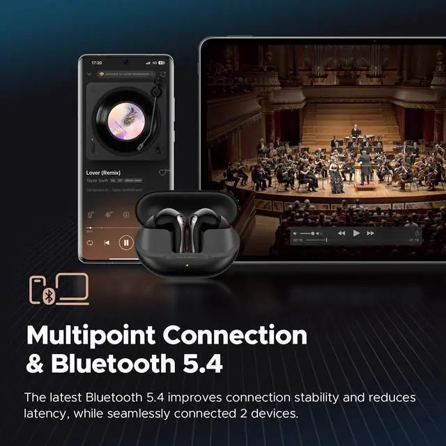 Alt view image 7 of 7 - Air5 Pro Wireless Earbuds, LDAC & aptX Lossless, Adaptive ANC | Snapdragon Sound Certified, Hi-Res Audio, 10mm Bio-Diaphragm Driver, Bluetooth 5.4 LE Audio, AI Wind Noise Reduction, 55dB