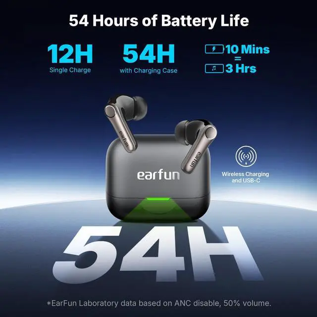 Alt view image 7 of 7 - Adaptive Noise Cancelling Wireless Earbuds, Dual Drivers