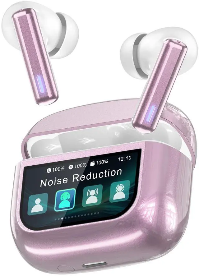 Main image of Wireless Earbuds Bluetooth Headphones, ANC/ENC Noise Cancelling, Ear Buds with Multifuntional Touch Screen, 40H Stereo Sound for Sports, IPX7 Clear Calls, 5 EQ for iOS Android (Pink)