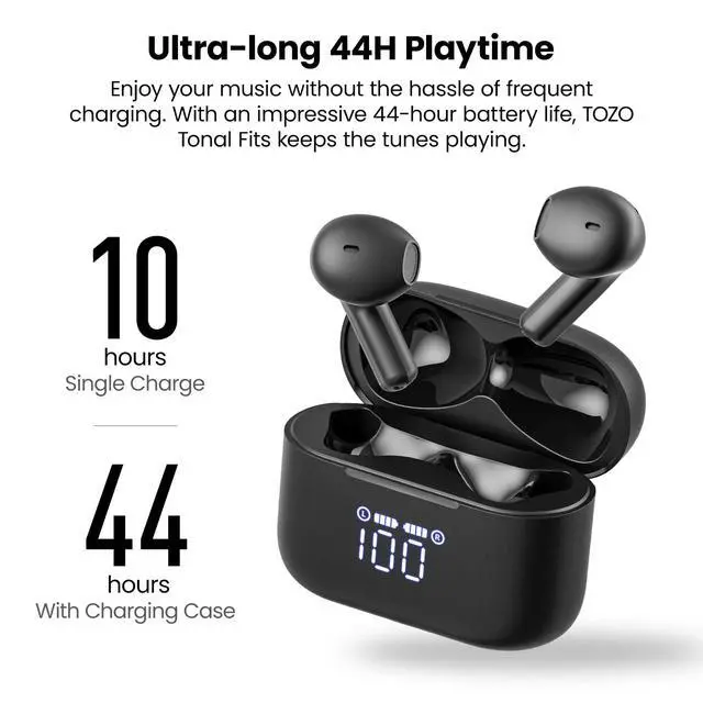 Alt view image 5 of 7 - T21 Wireless Earbuds Bluetooth 5.3 in Ear Headphones Stereo Sound | 44H Playback, LED Display Wireless Charging Case, 32 EQs via APP, Dual Mic Call Noise Cancelling IPX8 Waterproof Earphones