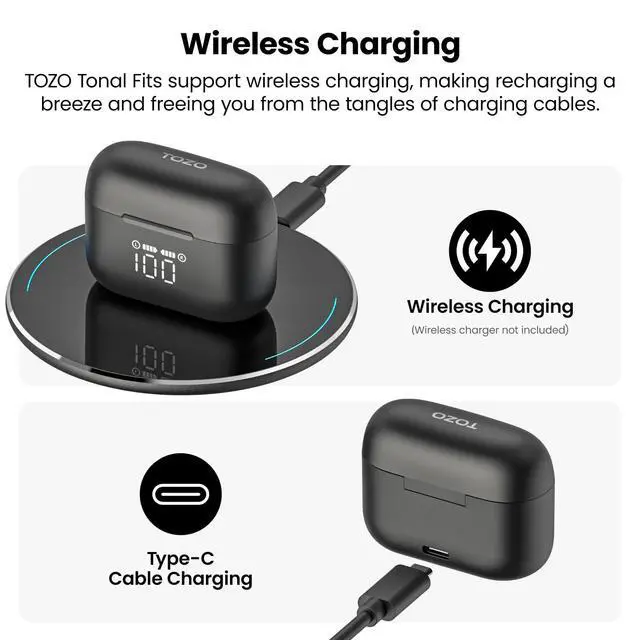 Alt view image 7 of 7 - T21 Wireless Earbuds Bluetooth 5.3 in Ear Headphones Stereo Sound | 44H Playback, LED Display Wireless Charging Case, 32 EQs via APP, Dual Mic Call Noise Cancelling IPX8 Waterproof Earphones