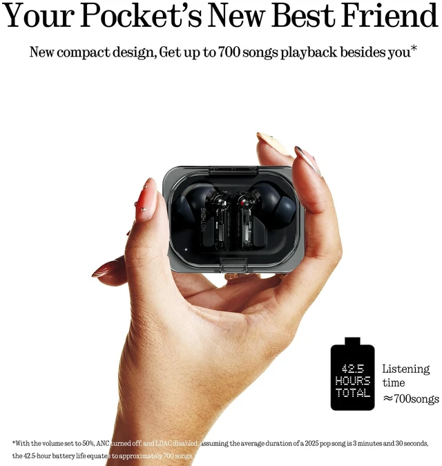 Alt view image 2 of 7 - Ear (a) Wireless Earbuds, 45dB Hybrid Noise Cancelling Earbuds, Hi-Res Audio, Advanced Equaliser, Dual Connect, 6 Mics, 42.5H Playtime Ear Buds Wireless Bluetooth, Black