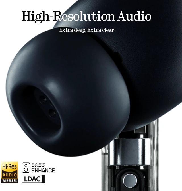 Alt view image 3 of 7 - Ear (a) Wireless Earbuds, 45dB Hybrid Noise Cancelling Earbuds, Hi-Res Audio, Advanced Equaliser, Dual Connect, 6 Mics, 42.5H Playtime Ear Buds Wireless Bluetooth, Black