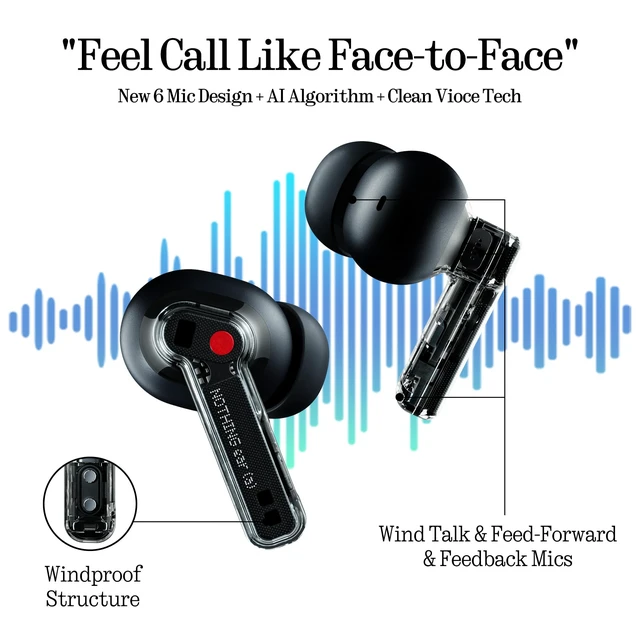 Alt view image 5 of 7 - Ear (a) Wireless Earbuds, 45dB Hybrid Noise Cancelling Earbuds, Hi-Res Audio, Advanced Equaliser, Dual Connect, 6 Mics, 42.5H Playtime Ear Buds Wireless Bluetooth, Black