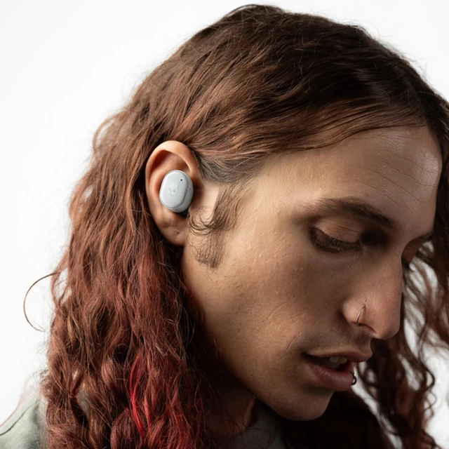 Alt view image 7 of 7 - Grind Wireless In-Ear Earbuds - Light Grey/Blue Noise Isolating Fit, Bluetooth, 40 Hours Battery, Microphone for iPhone Android, Customizable Sound, True Wireless