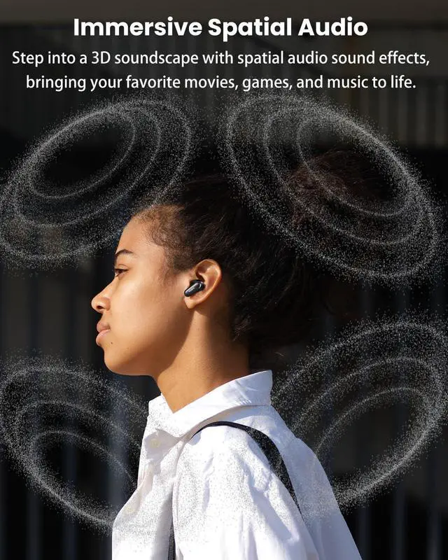 Alt view image 7 of 7 - NC20 Pro Active Noise Cancelling Wireless Earbuds, Smart LCD Screen | LDAC Hi-Res Audio, Stereo Bass, 6 Mics AI Call Ear Buds, 80H Playtime, IPX8 Waterproof, 32 EQ via App, Wireless Charging