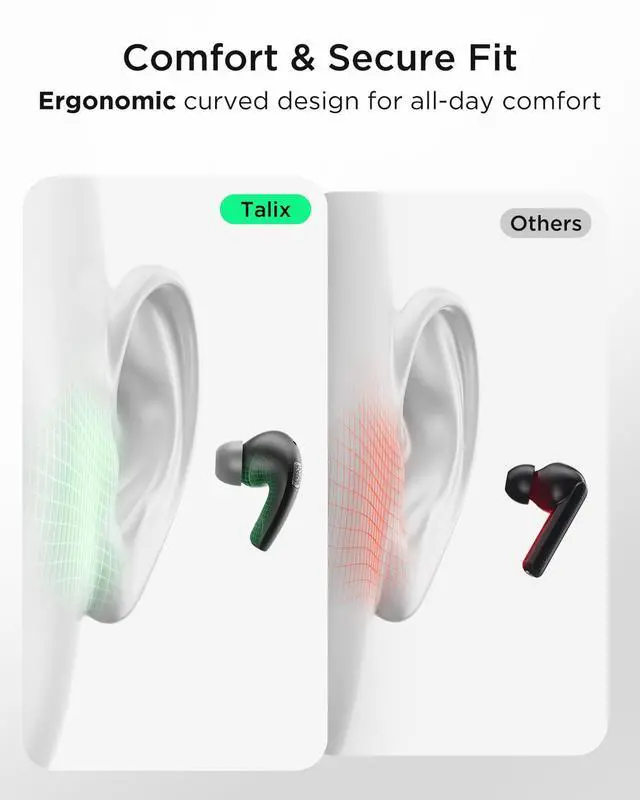 Alt view image 5 of 7 - Noise Cancelling Earbuds with Phone Stand, Punchy Bass, 4-Mic, True Wireless Bluetooth 6.0 in Ear Headphones, 28H Playtime, IPX4 (Black)